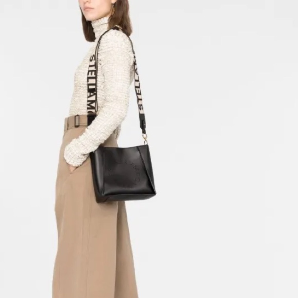 Authentic Stella McCartney Mini Logo Shoulder Bag – Black Vegan Leather - Picture 10 of 12